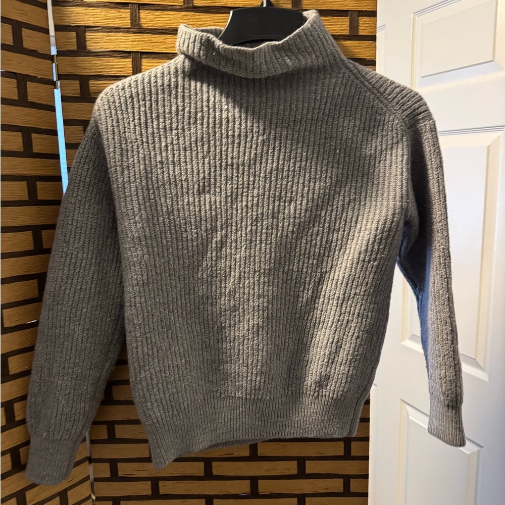 Quince Women's Australian Merino Wool Oversized Turtleneck Sweater Gray XS